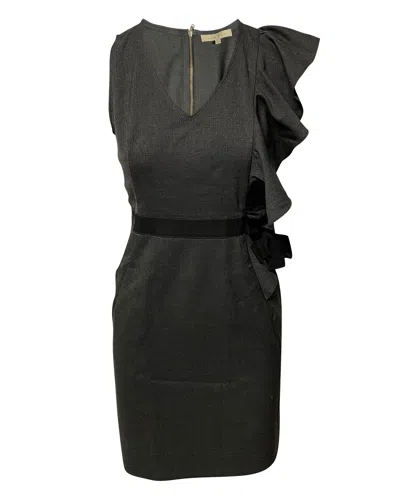 Sandro Ruffle Mini Dress In Grey Viscose