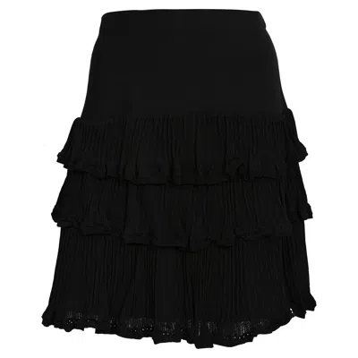 Sandro Ruffle Tiered Mini Skirt In Black Viscose