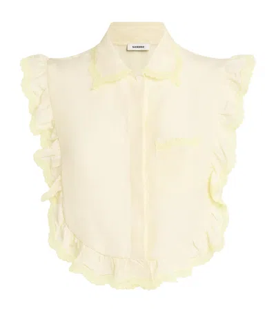 Sandro Ruffle-trim Blouse In Yellow