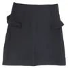 Sandro Ruffle Trim Mini A-line Skirt In Black Wool In Black