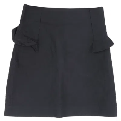 Sandro Ruffle Trim Mini A-line Skirt In Black Wool