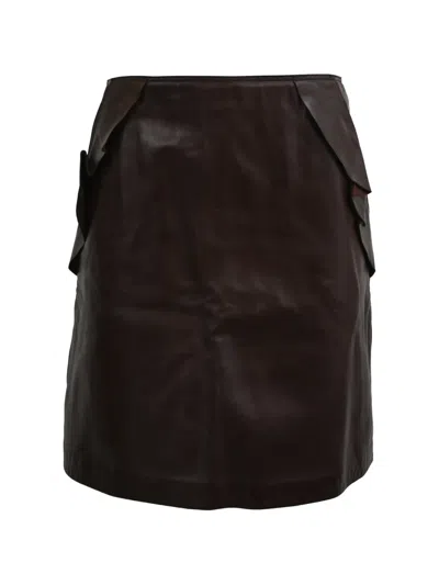 Pre-owned Sandro Ruffle-accent Mini Skirt In Brown