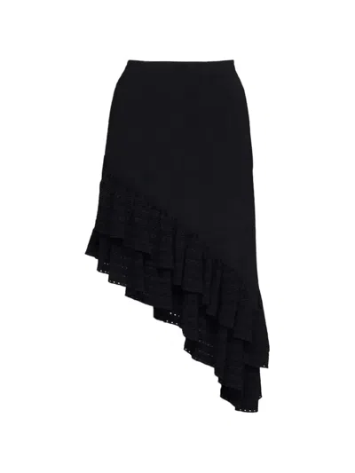 Sandro Ruffled Asymmetric Skirt In Black