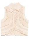 Sandro Ruffled Blouse In Neutrals