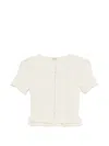 Sandro Ruffled Buttoned Cardigan In White