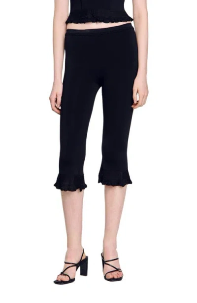 SANDRO SANDRO RUFFLED CAPRI PANTS