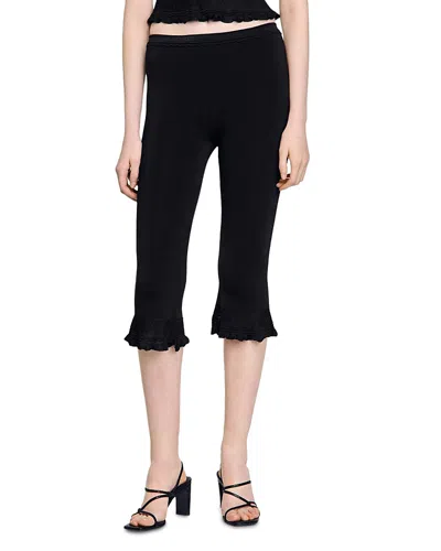 SANDRO RUFFLED CAPRI PANTS