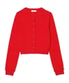 Sandro Emile Ruffled Cardigan In Red
