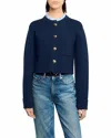 Sandro Womens Navy Blue Denim-collar Wool And Cashmere-blend Cardigan In Blue