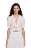 Sandro Ruffled Crop Top In Neutral