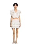 Sandro Ruffled Crop Top In White