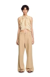 Sandro Ruffled Cropped Shirt In Sand