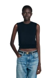 Sandro Ruffled Cropped Sweater In Black