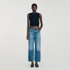 Sandro Ruffled Cropped Sweater In Black