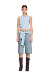Sandro Ruffled Cropped Sweater In Blue