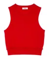 Sandro Ruffle-detail Wool-blend Vest In Red