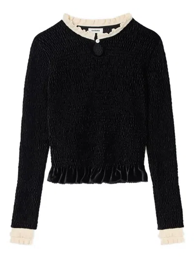 Sandro Ruffled-detail Blouse In Black