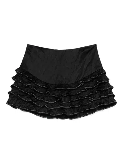 Sandro Ruffled-detail Shorts In Black