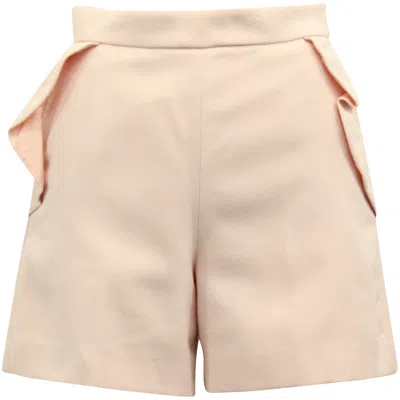 Sandro Ruffled Detail Shorts In Pink Polyester In Neutral