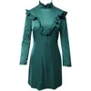 Sandro Ruffled Dress In Teal Polyester In Green