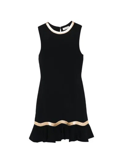 Sandro Ruffled-hem Knitted Dress In Black