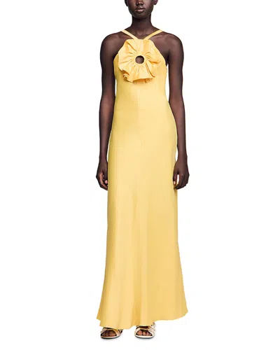 SANDRO RUFFLED MAXI DRESS