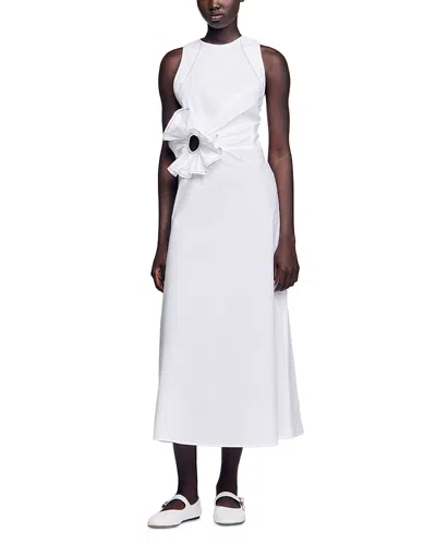 Sandro Ruffled Maxi Dress In White