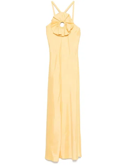Sandro Ruffled Maxi Dress In Straw