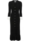 Sandro Ruffled Midi Dress In Black