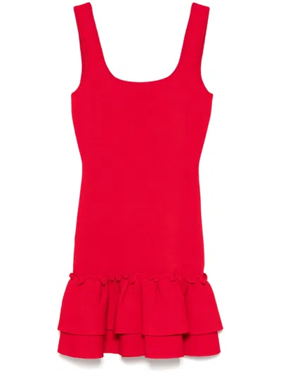 Sandro Ruffled Mini Dress In Red