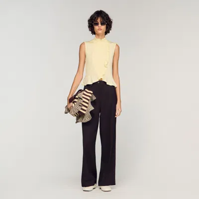 Sandro Ruffled Smocked Top In Yellow
