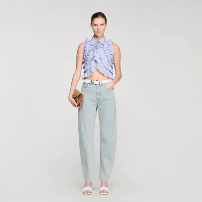 Sandro Ruffled Striped Shirt