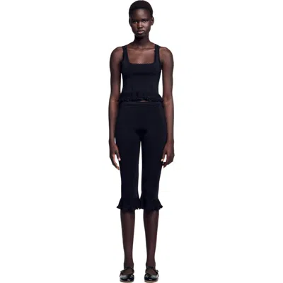 Sandro Ruffled Top In Black
