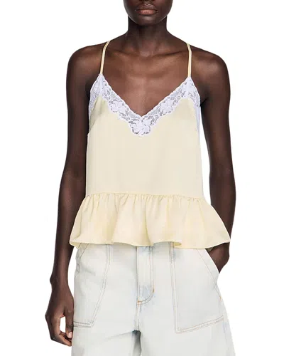 Sandro Ruffled Top In Yellow