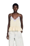 Sandro Ruffled Top In Yellow