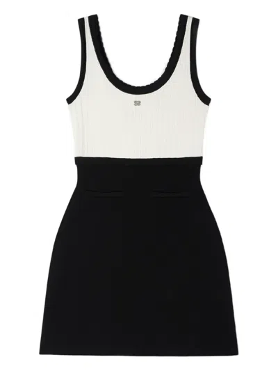 Sandro Ruffled Two-tone Knit Mini Dress In Multi