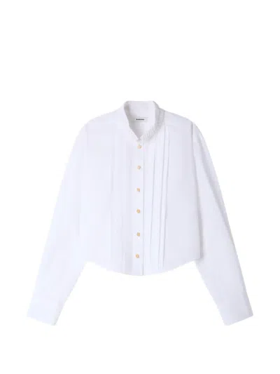 Sandro Ruffled-collar Pintuck-detail Shirt In White