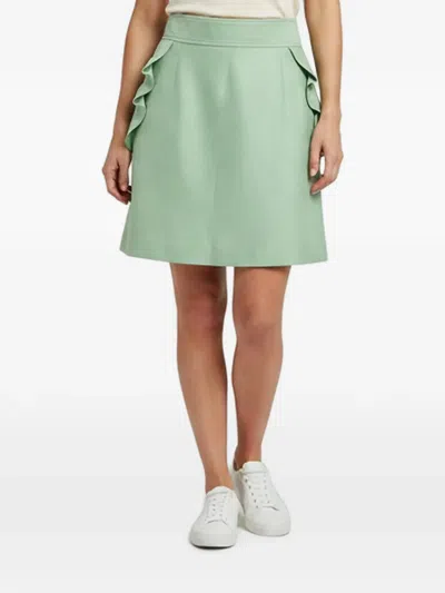 Pre-owned Sandro Ruffle-detail Mini Skirt In Green