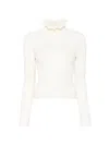 Sandro Paris Wool-blend Ruffle-neck Sweater In White