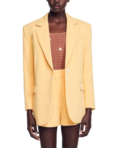 Sandro Woman Blazer Marigold Size 10 Polyester In Yellow