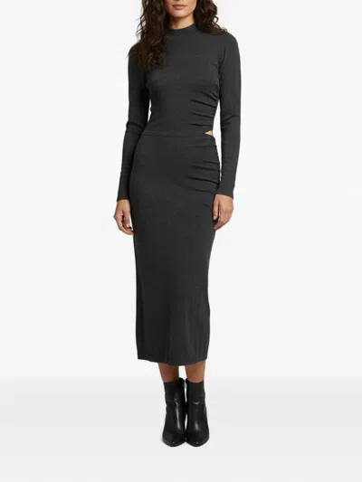 Pre-owned Sandro Ryna Ruched Maxi Dress In Grey