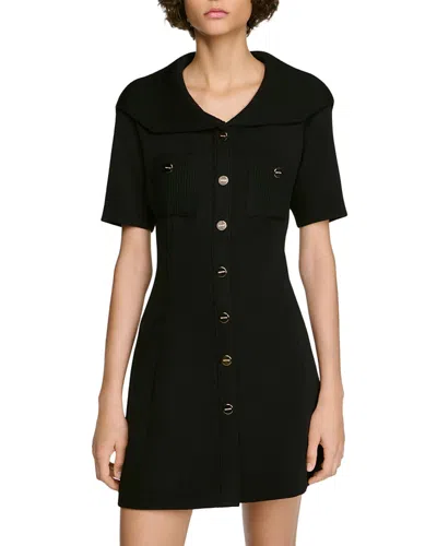 Sandro Sabrina Sailor Collar Mini Dress In Black