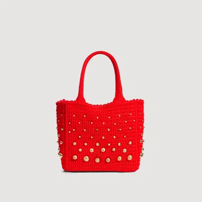 Sandro Eulalia Studded Crochet Mesh Tote Bag In Pattern