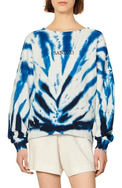 Sandro Sadro Trevise Tie Dye Cotton Sweatshirt In Blue