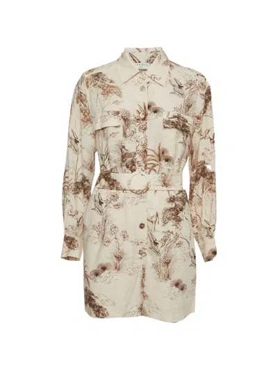 Pre-owned Sandro Safari-print Belted Jumpsuit In Neutral