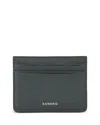Sandro Saffiano Leather Card Case In Gray