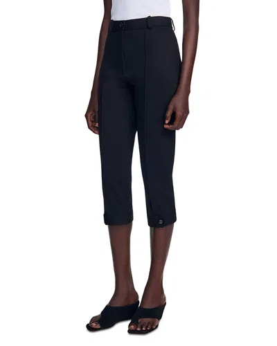 Sandro Safran Slim Capri Pants In Black
