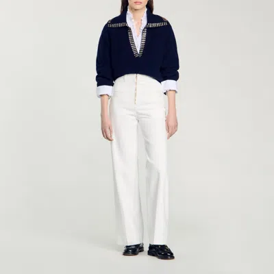 Sandro Sailor-neck Sweater In Navy Blue