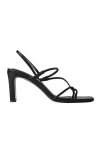 Sandro Faye Snakeskin-embossed Leather Strappy Sandals In Black