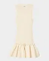 Sandro Knitted Ruffle-trim Mini Dress In Ecru